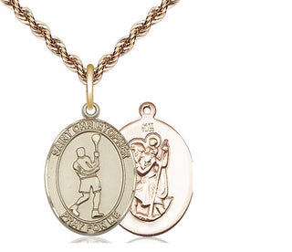 14kt Gold Saint Christopher Lacrosse Medal