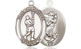 Pewter Saint Christopher Lacrosse Medal