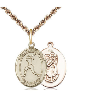 14kt Gold Saint Christopher Softball Medal
