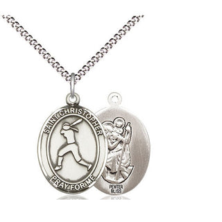 Pewter Saint Christopher Softball Medal Religious Jewelry
