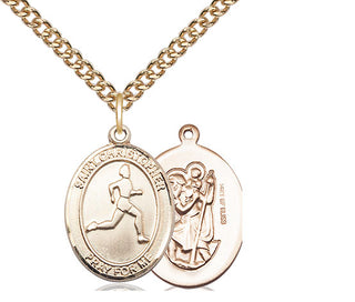 14kt Gold Filled Saint Christopher Track&Field Medal Religious Jewelry