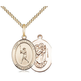 14kt Gold Filled Saint Christopher Baseball Medal Religious Jewelry