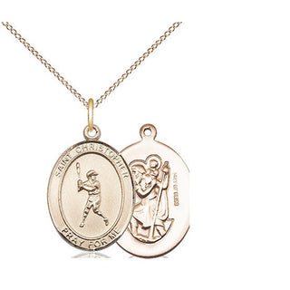 14kt Gold Filled Saint Christopher Baseball Medal Religious Jewelry
