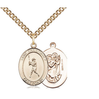 14kt Gold Filled Saint Christopher Baseball Medal Religious Jewelry