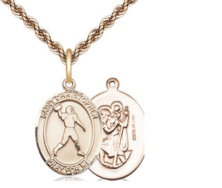 14kt Gold Filled Saint Christopher Football Medal Religious Jewelry