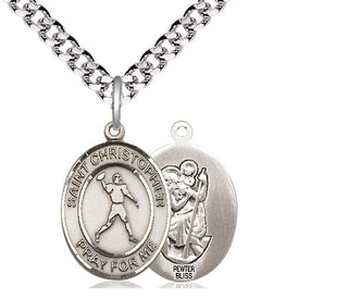 Pewter Saint Christopher Football Medal Religious Jewelry