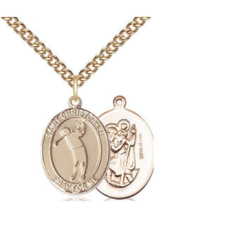 14kt Gold Filled Saint Christopher Golf Medal Religious Jewelry