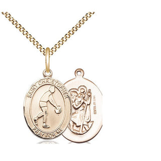 14kt Gold Filled Saint Christopher Basketball Medal Religious Jewelry