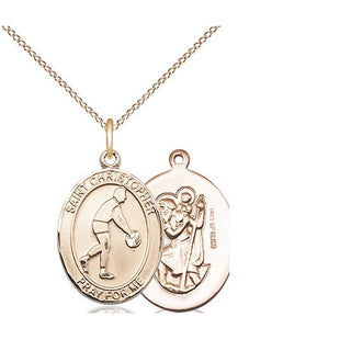 14kt Gold Filled Saint Christopher Basketball Medal Religious Jewelry