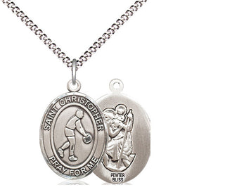 Pewter Saint Christopher Basketball Medal Religious Jewelry
