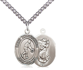 Sterling Silver Saint Christopher Basketball Medal Religious Jewelry
