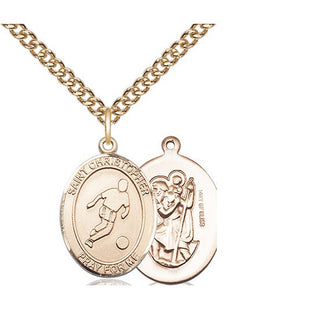 14kt Gold Filled Saint Christopher Soccer Medal Religious Jewelry