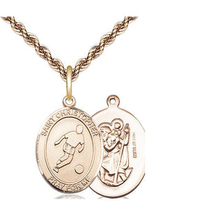 14kt Gold Filled Saint Christopher Soccer Medal Religious Jewelry