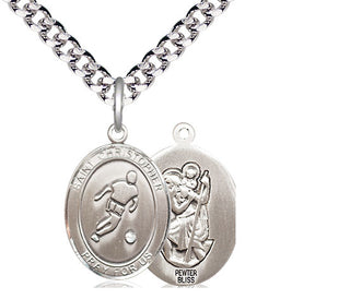 Pewter Saint Christopher Soccer Medal Religious Jewelry