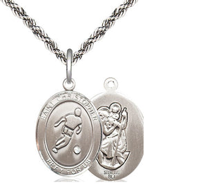 Sterling Silver Saint Christopher Soccer Medal Religious Jewelry