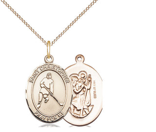 14kt Gold Filled Saint Christopher Ice Hockey Medal Religious Jewelry