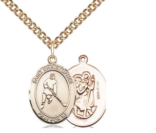 14kt Gold Filled Saint Christopher Ice Hockey Medal Religious Jewelry