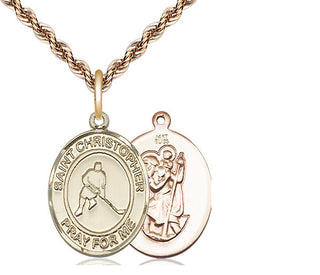 14kt Gold Saint Christopher Ice Hockey Medal