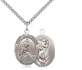 Pewter Saint Christopher Ice Hockey Medal Religious Jewelry