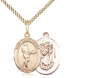 14kt Gold Filled Saint Christopher Tennis Medal Religious Jewelry