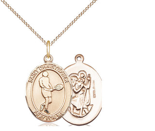 14kt Gold Filled Saint Christopher Tennis Medal Religious Jewelry
