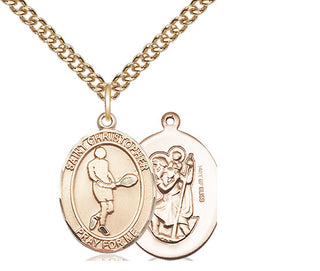 14kt Gold Filled Saint Christopher Tennis Medal Religious Jewelry