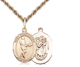 14kt Gold Filled Saint Christopher Tennis Medal Religious Jewelry