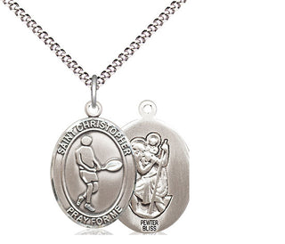 Pewter Saint Christopher Tennis Medal Religious Jewelry