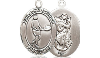 Sterling Silver Saint Christopher Tennis Medal Religious Jewelry
