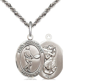 Sterling Silver Saint Christopher Tennis Medal Religious Jewelry