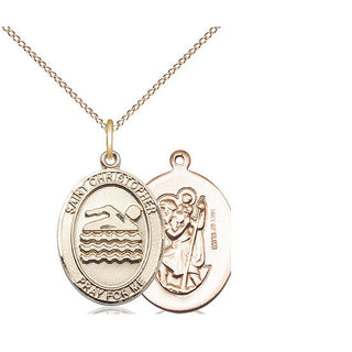 14kt Gold Filled Saint Christopher Swimming Medal Religious Jewelry