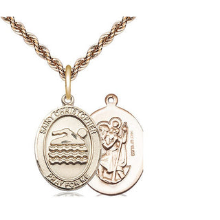 14kt Gold Filled Saint Christopher Swimming Medal Religious Jewelry