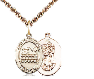 14kt Gold Saint Christopher Swimming Medal