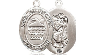 Pewter Saint Christopher Swimming Medal