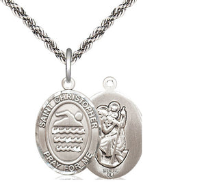 Sterling Silver Saint Christopher Swimming Medal Religious Jewelry