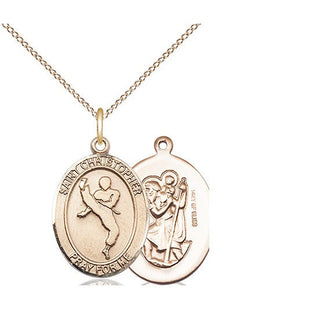 14kt Gold Filled Saint Christopher Martial Arts Medal Religious Jewelry