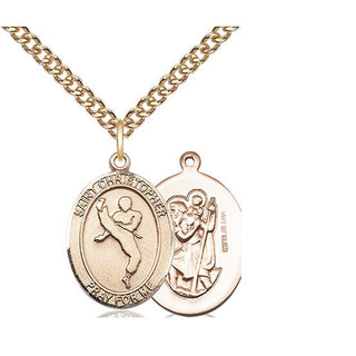 14kt Gold Filled Saint Christopher Martial Arts Medal Religious Jewelry