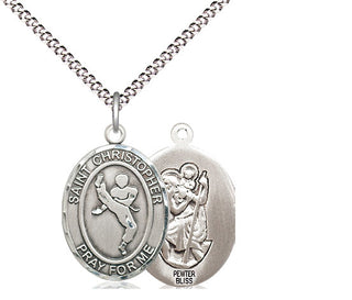 Pewter Saint Christopher Martial Arts Medal Religious Jewelry