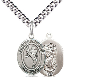 Pewter Saint Christopher Martial Arts Medal Religious Jewelry