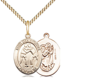 14kt Gold Filled Saint Christopher Wrestling Medal Religious Jewelry