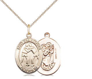 14kt Gold Filled Saint Christopher Wrestling Medal Religious Jewelry