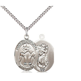Pewter Saint Christopher Wrestling Medal Religious Jewelry