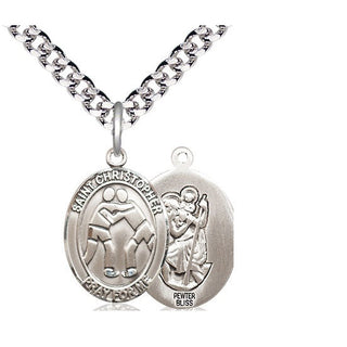 Pewter Saint Christopher Wrestling Medal Religious Jewelry