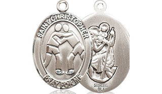 Sterling Silver Saint Christopher Wrestling Medal Religious Jewelry