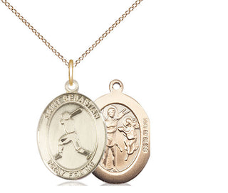 14kt Gold Filled Saint Sebastian Baseball Medal Religious Jewelry