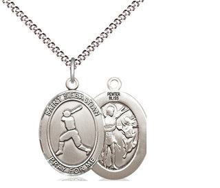 Pewter Saint Sebastian Baseball Medal Religious Jewelry