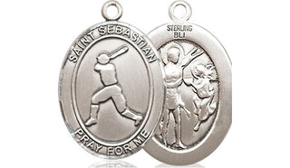 Sterling Silver Saint Sebastian Baseball Medal Religious Jewelry