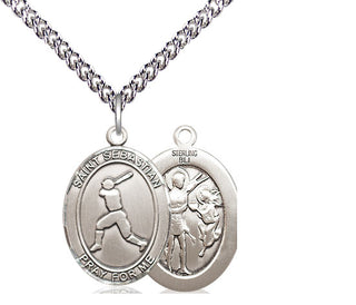 Sterling Silver Saint Sebastian Baseball Medal Religious Jewelry