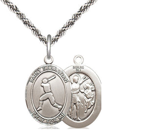 Sterling Silver Saint Sebastian Baseball Medal Religious Jewelry