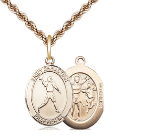 14kt Gold Filled Saint Sebastian Football Medal Religious Jewelry
